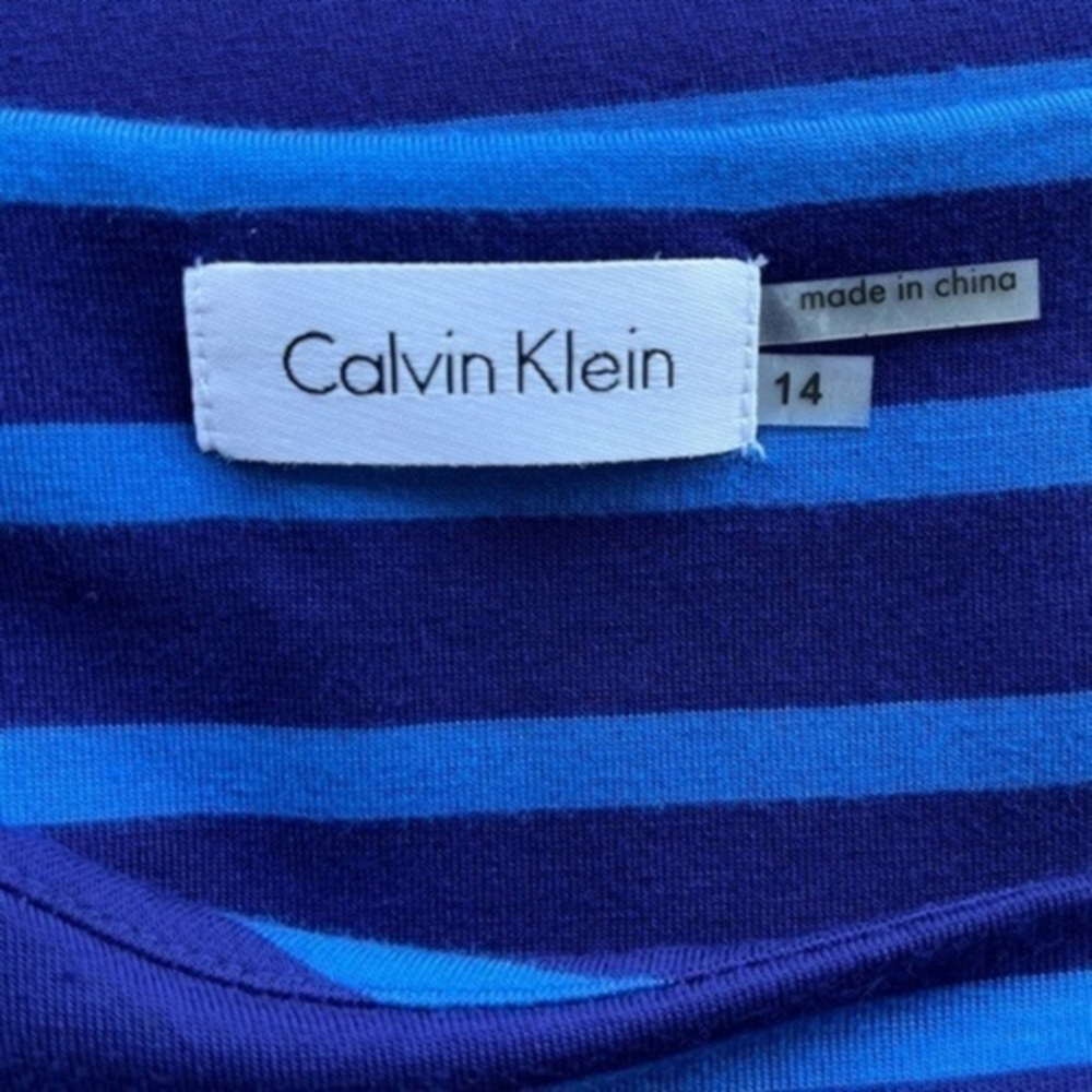 Calvin Klein Horizontal Blue Striped Sleeveless Sheath Dress 👗 - Picture 8 of 9